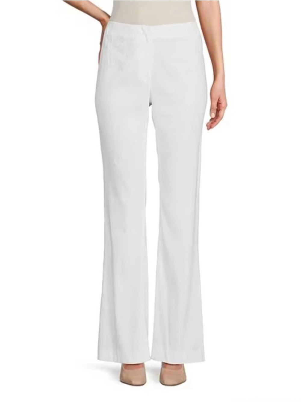 ANTONIO MELANI Kendall White Linen Blend Flare Leg Slacks Pants Sz 14 Large NWT